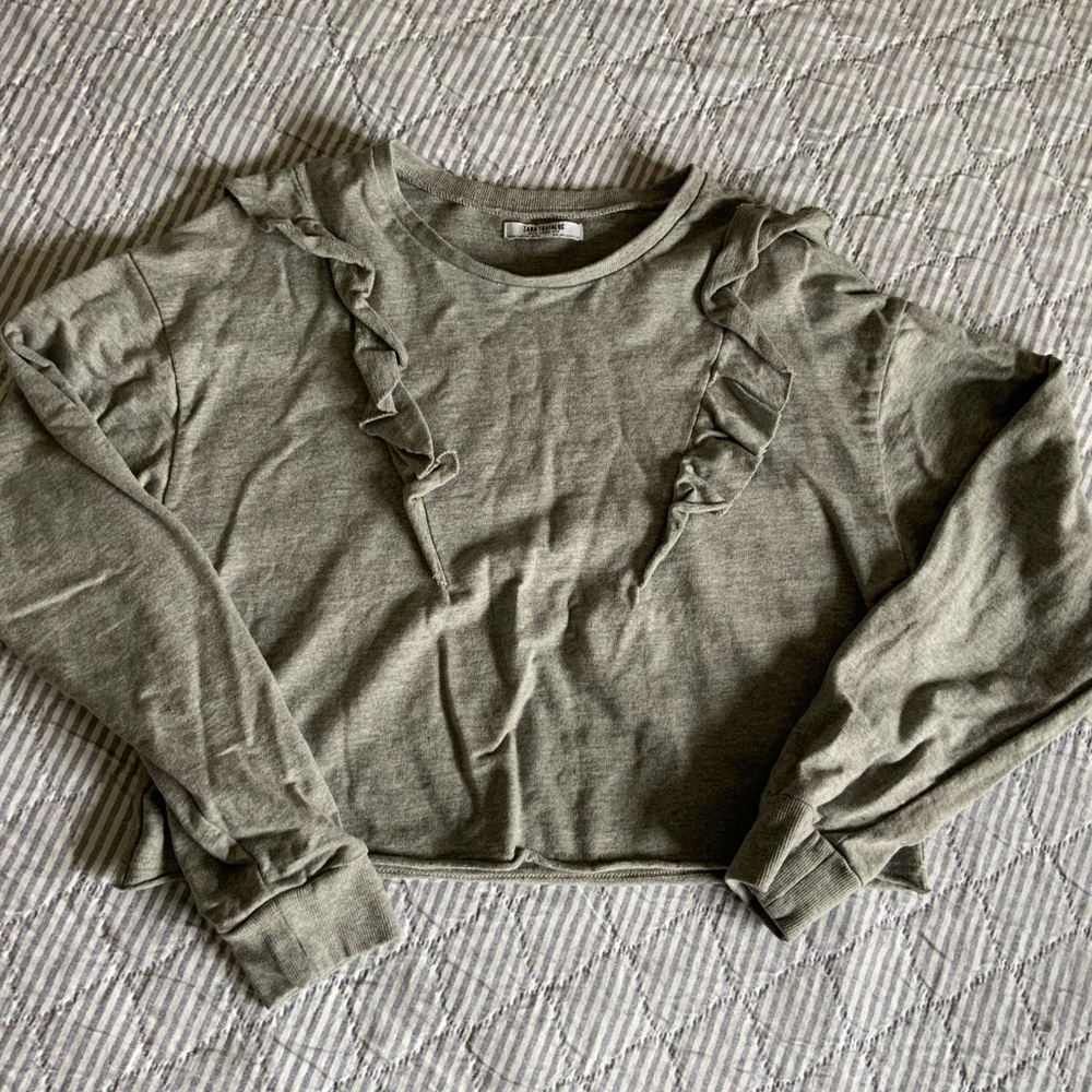 Zara Cropped Shirt with Ruffle Detail